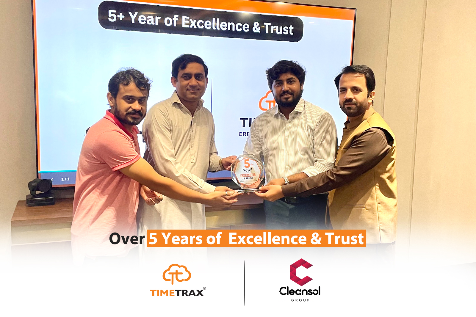 Cleansol Group receiving the 5+ Years of Excellence and Trust award