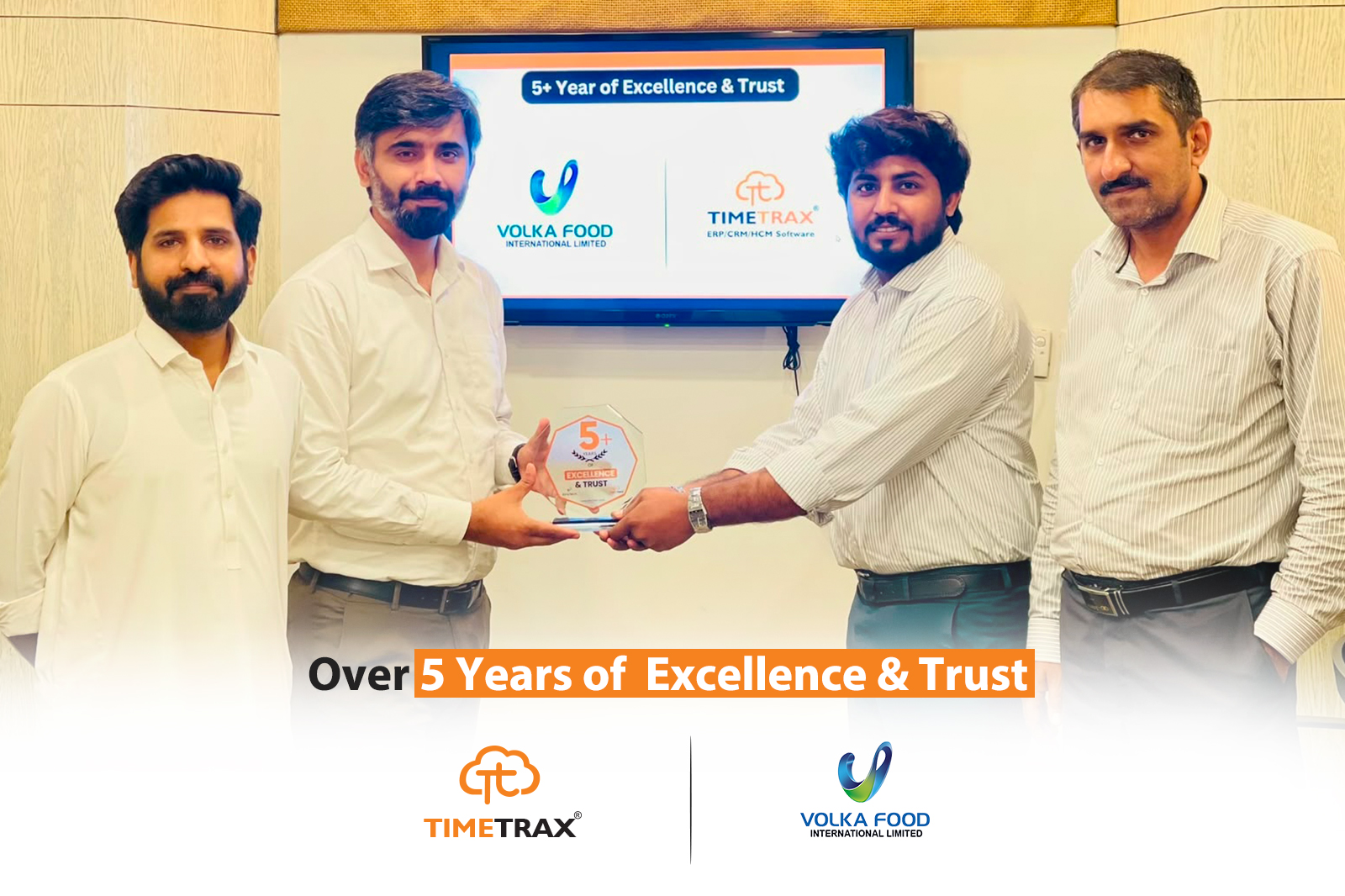 Volka Food International team receiving the 5+ Years of Excellence and Trust award